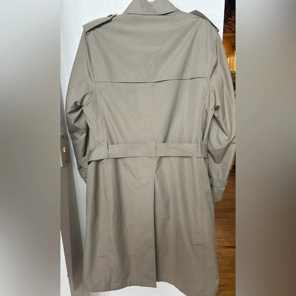 Vtg 80's Oleg Cassini FLEECE Lined Double Breasted TRENCH Over Coat RAIN Coat - Picture 3 of 8